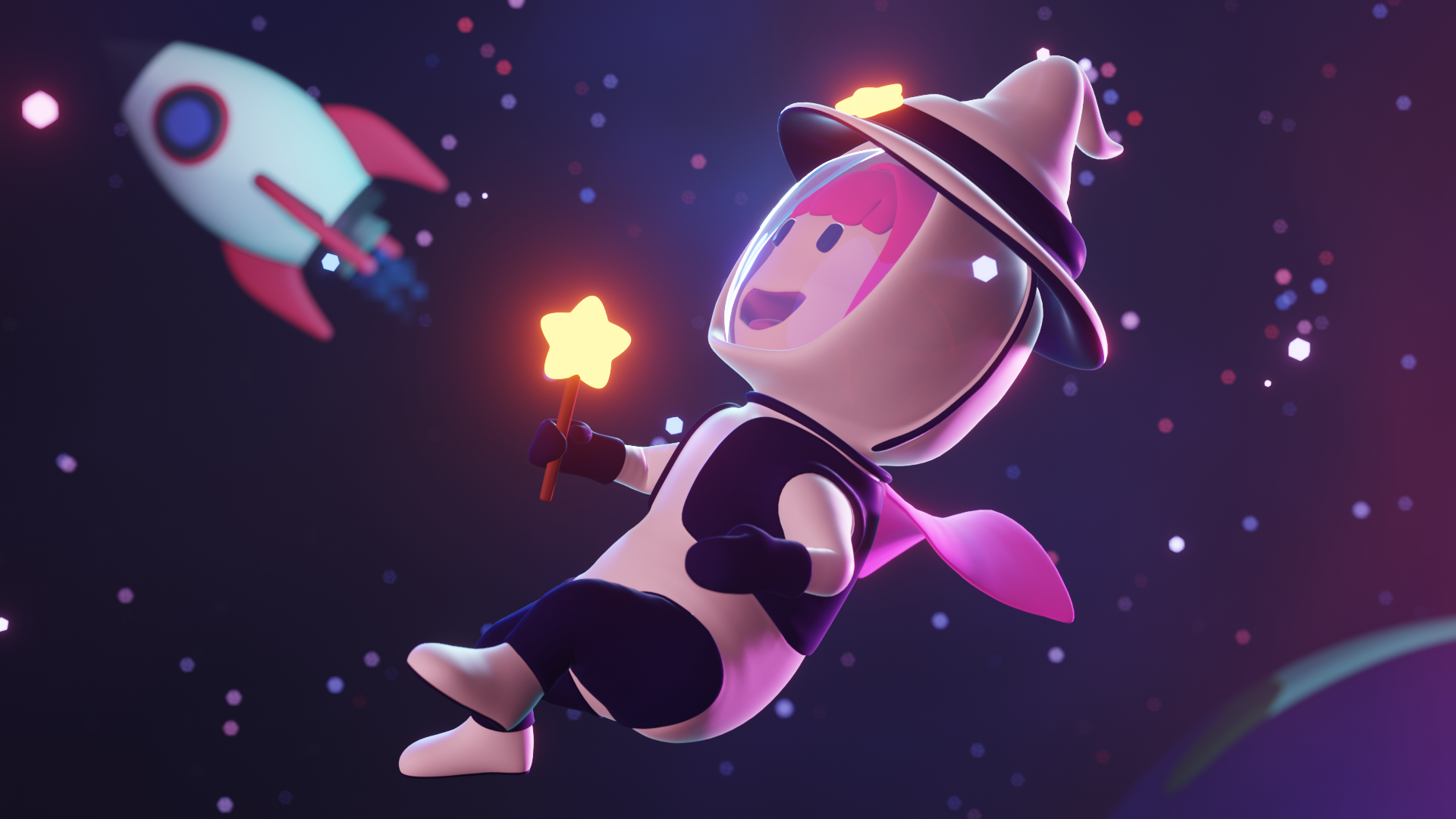 Banner da nossa mascote no espaço.